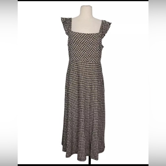 Boden Frill Detail‎ Jersey Midi Dress Sz 14 R Bloom Bud Stretch  NWOT - Picture 3 of 7